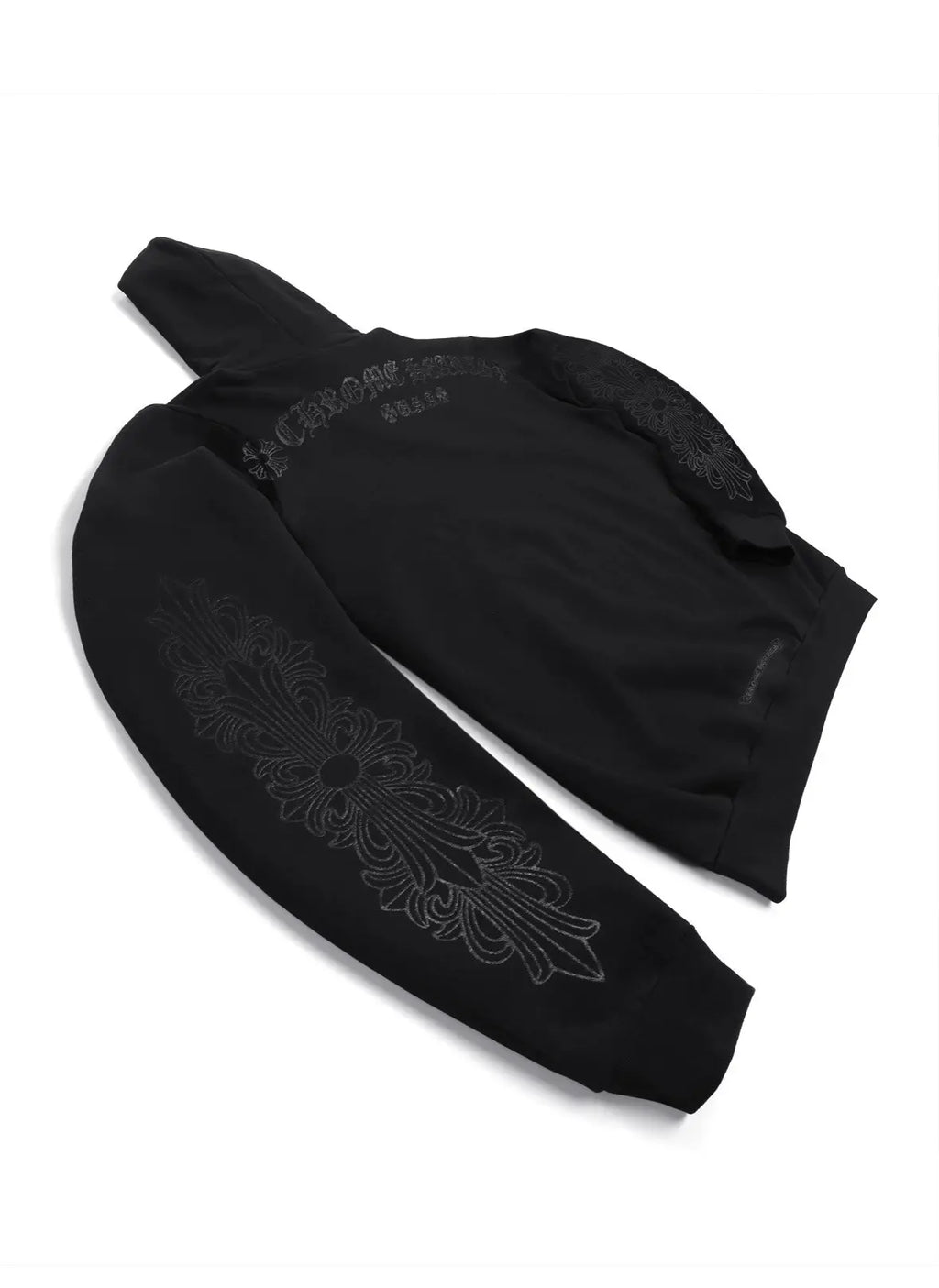 Chrome Hearts Black Pullover Horseshoe Floral Hoodie