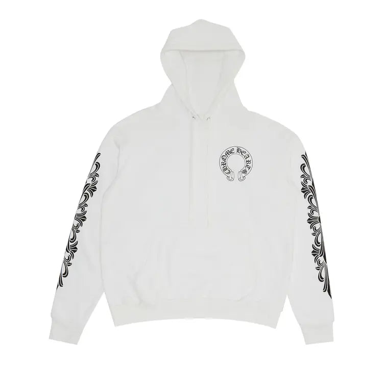 White Horseshoe Floral Hoodie