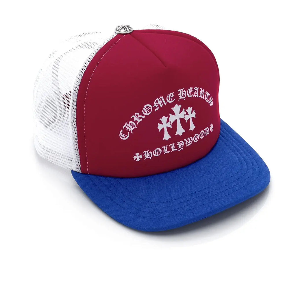 Chrome Hearts Red White Blue Trucker Hat USA 4th Of July