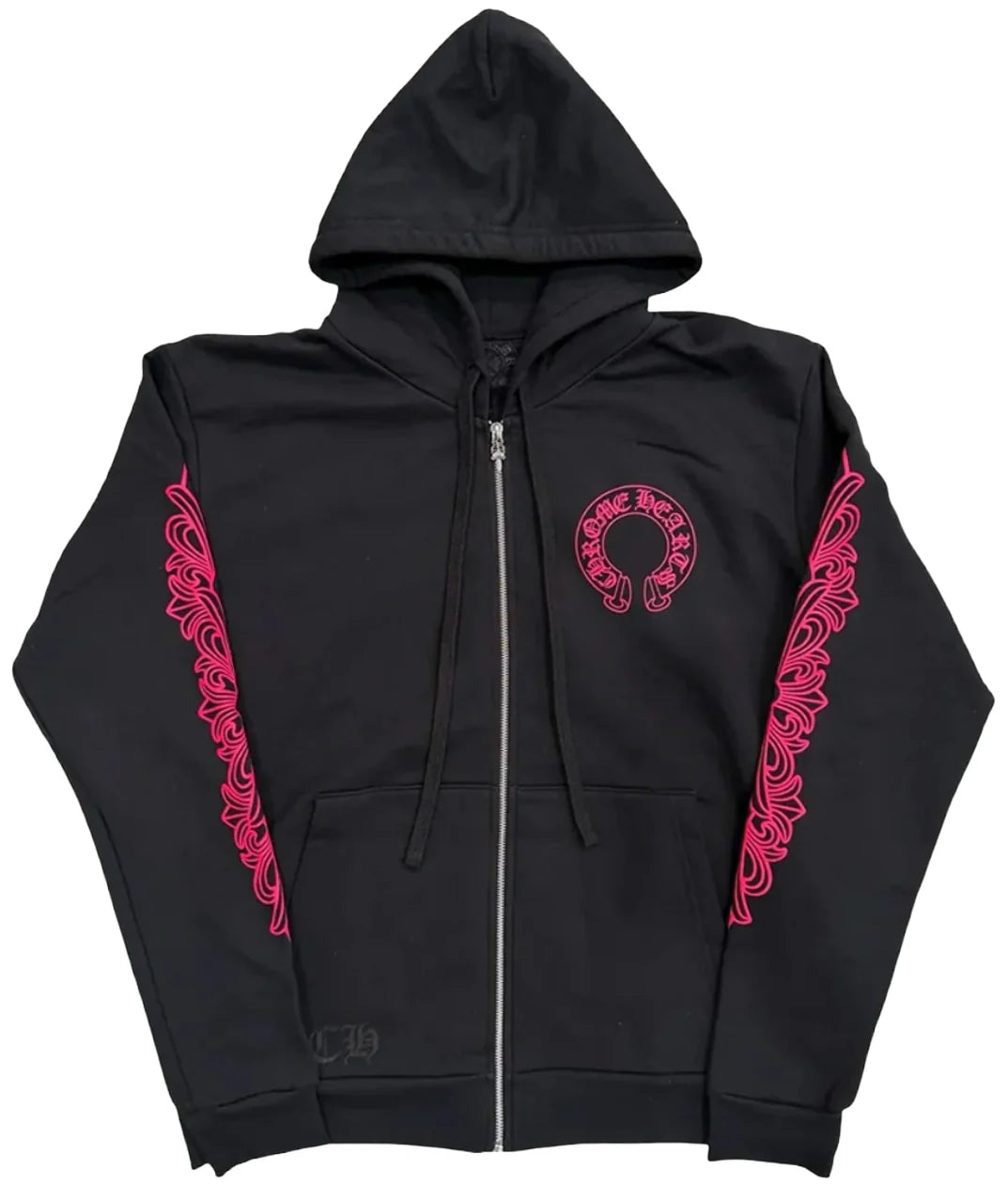 Pink Floral Zip-Up Hoodie
